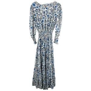 Misa Los Angeles Floral Indigo Blooms Vida Maxi Dress Size S