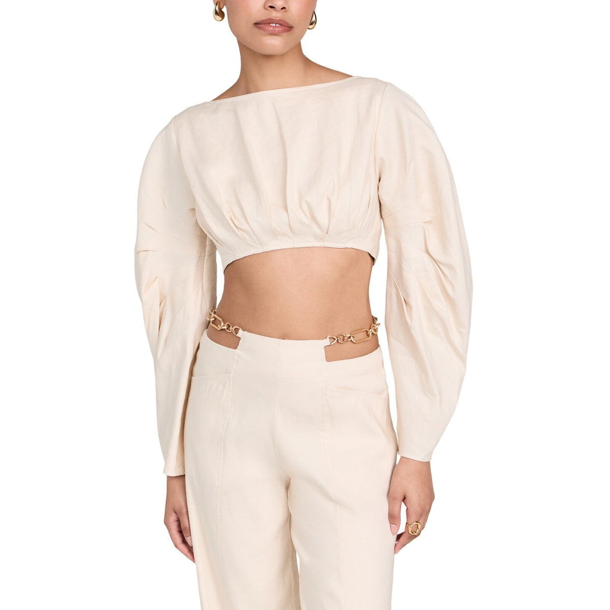 Cult Gaia Sculptural Beige Brenna Crop Top Size XS