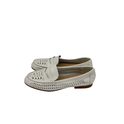 Veronica Beard 'Penny' White Leather Woven Leather Loafer Size 11