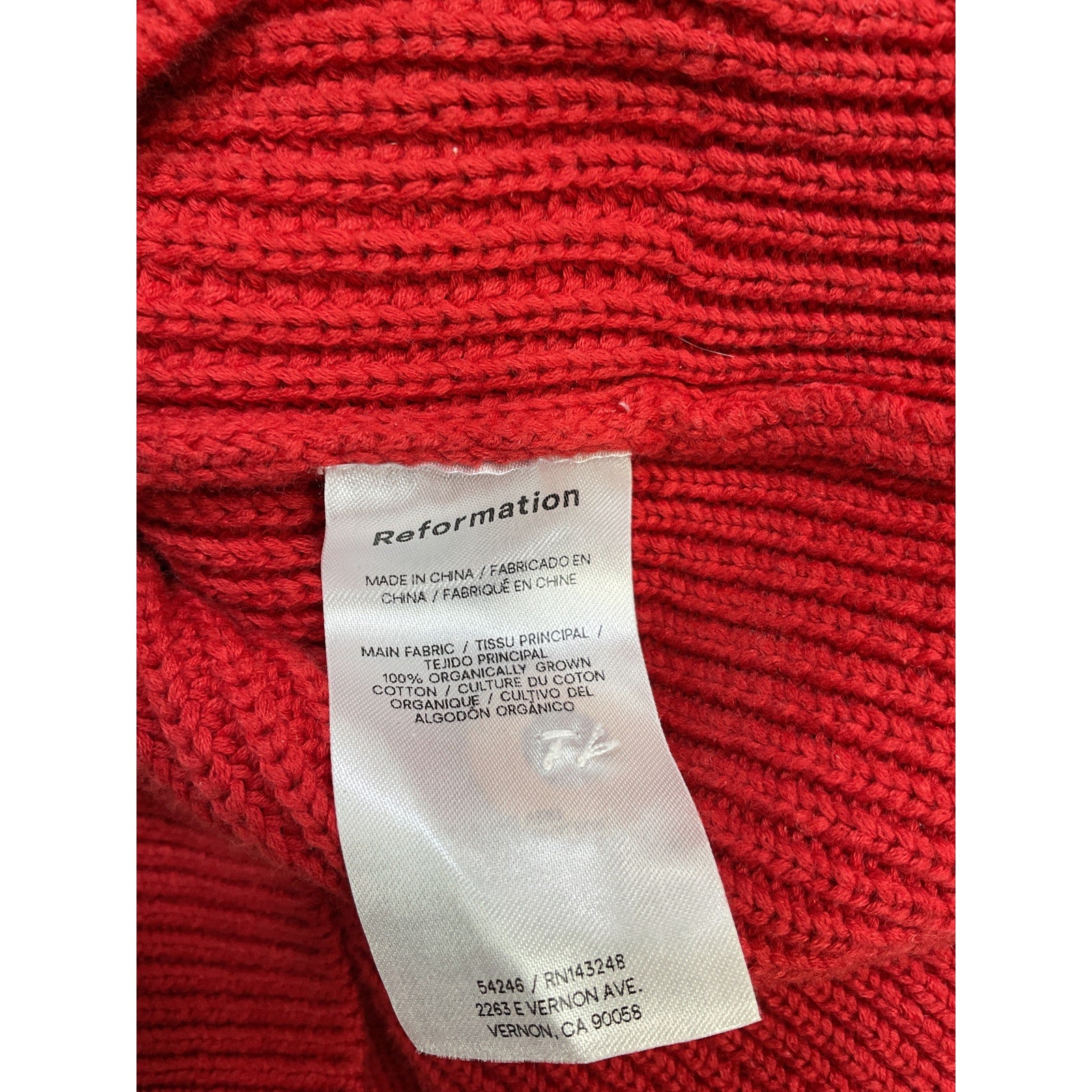 Reformation 'Jessa' Red Cotton Cardigan Size S