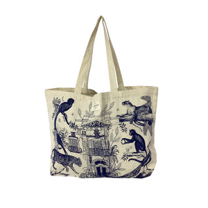 Sézane Printed Navy Blue Paraiso Tote Bag Size
