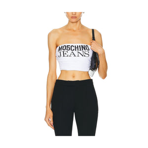 Moschino Jeans Strapless White Polyester Cropped Top Size M