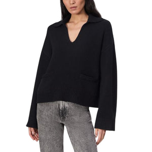 Rag & Bone Luxurious Black Danica Polo Sweater Size XS