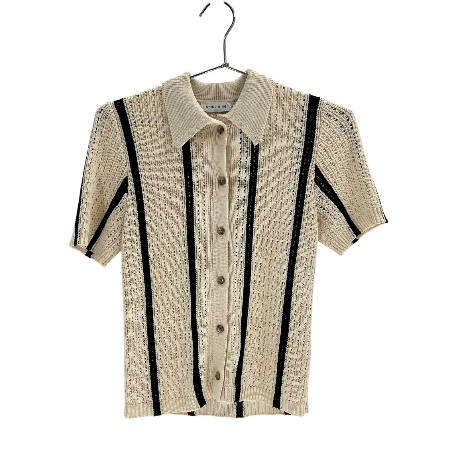 Anine Bing 'Alexis' Beige Cotton Collared Sweater Size XS