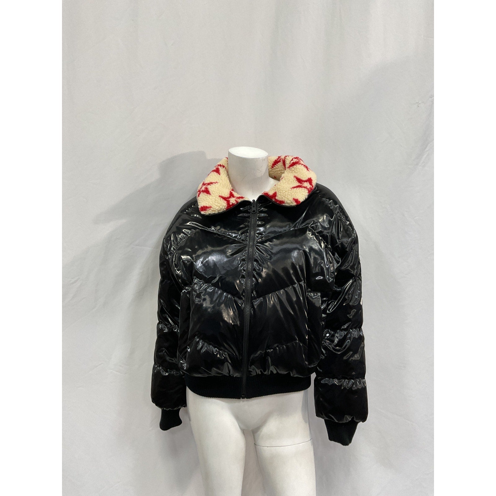 Perfect Moment 'Reversible' Black Polyester Metallic Faux Shearling Jacket Size XS