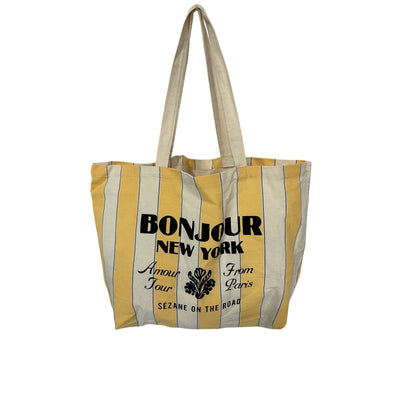 Sézane Striped Yellow Bonjour Tote Bag
