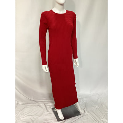 Farm Rio Red Knit Long Sleeve Midi Dress Size S