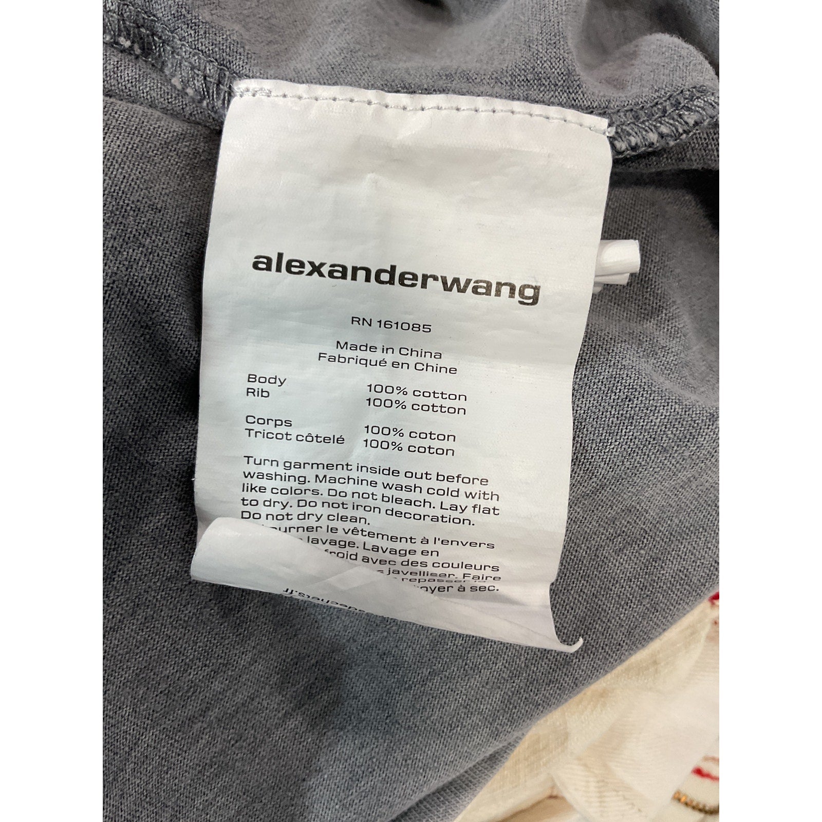 Alexander Wang 'Essential' Grey Shrunk Tee Size S
