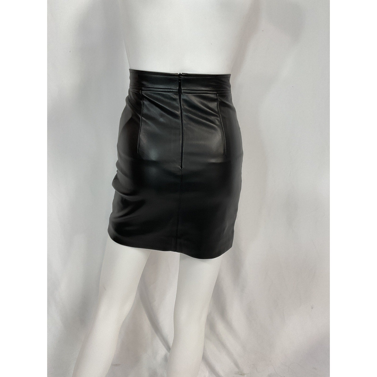 Aleksandre Akhalkatsishvili 'Vegan' Black Leather Mini Skirt Size XS