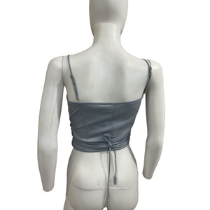 Nanushka Asymmetric Sky Blue Cosimo Wrap Top Size XS