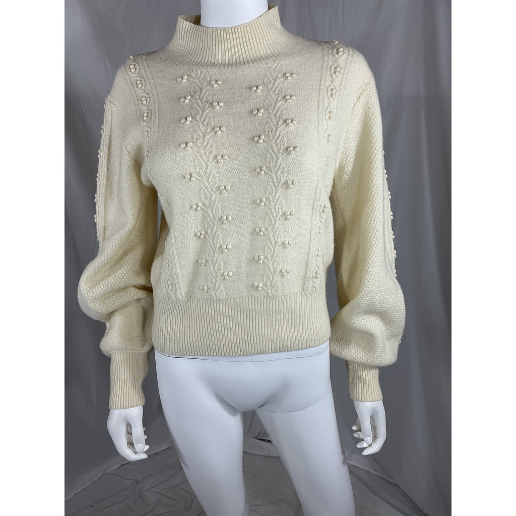 Reformation 'Sinclair' White Wool Regenerative Wool Sweater Size S