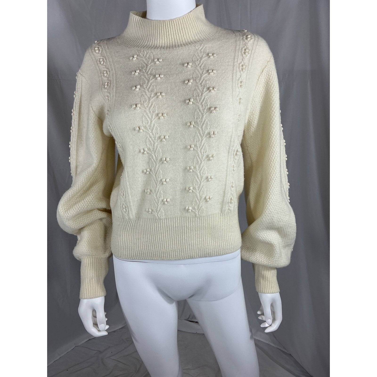 Reformation 'Sinclair' White Wool Regenerative Wool Sweater Size S
