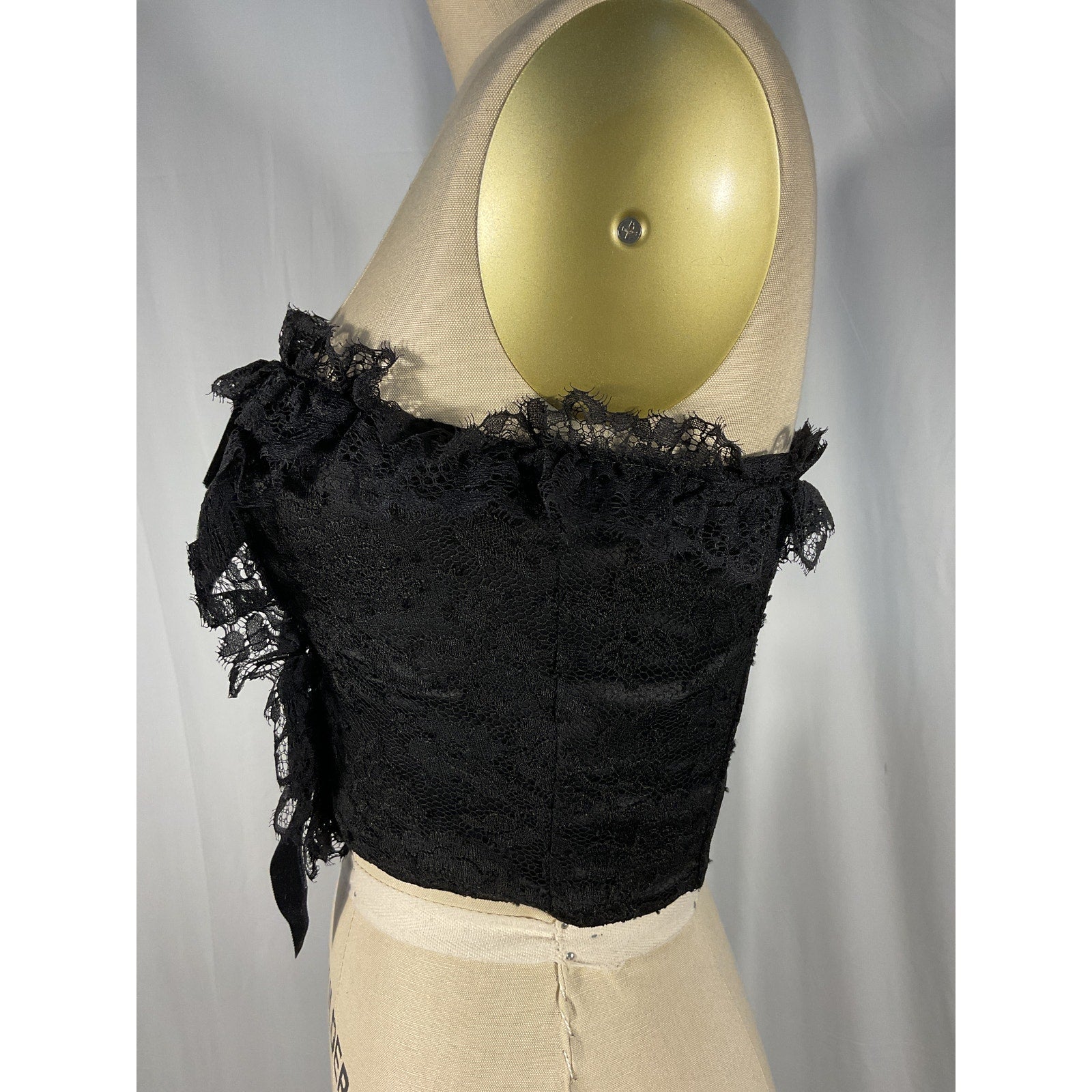Alessandra Rich 'Lace' Black Bustier Top Size 38