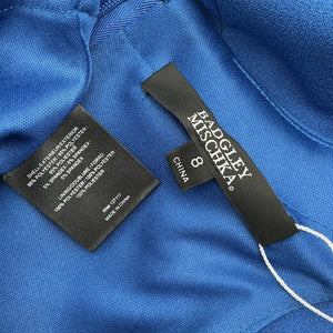 Badgley Mischka Draped Blue Stretch Crepe Gown Size 8