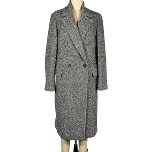Vince 'Herringbone' Grey Wool Double Breasted Coat Size M