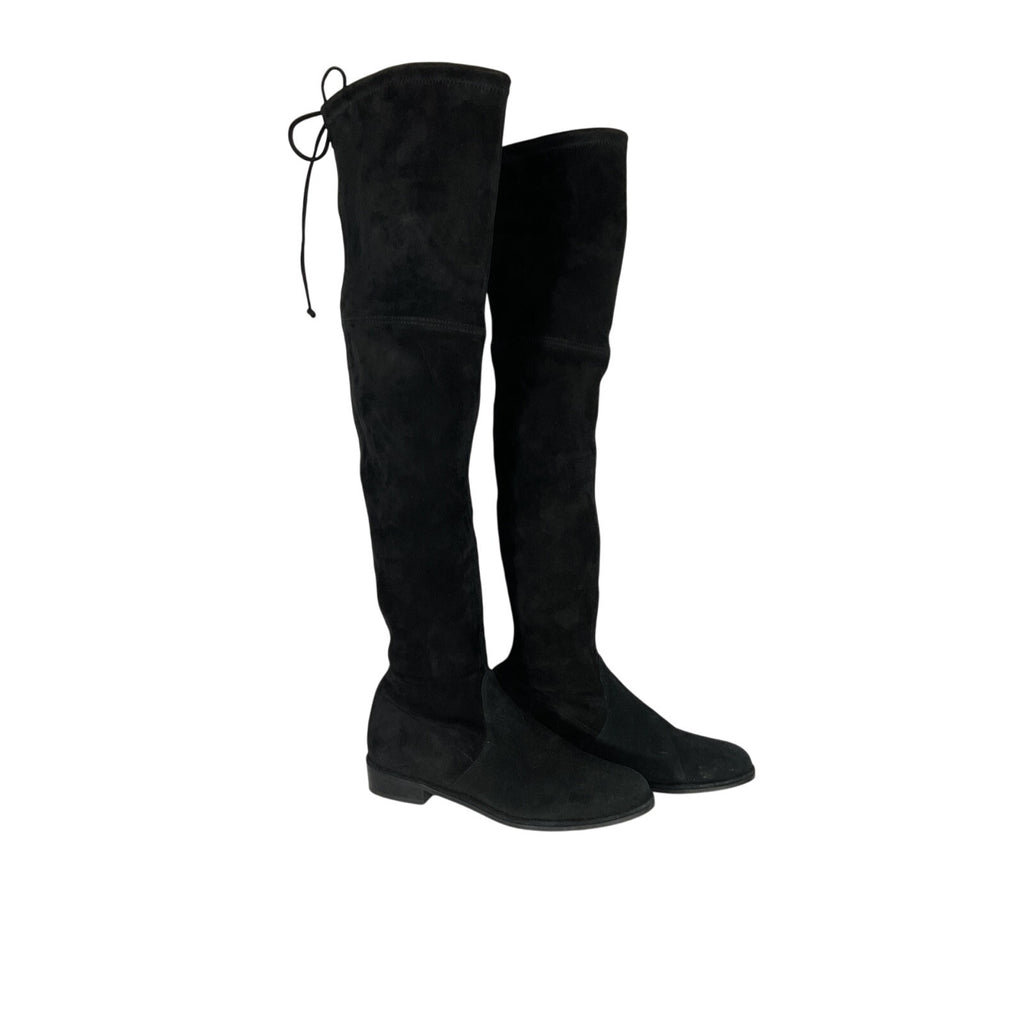 Stuart Weitzman 'Lowland' Black Leather Suede Thigh-High Boots Size 7.5