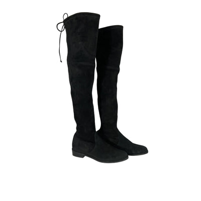 Stuart Weitzman 'Lowland' Black Leather Suede Thigh-High Boots Size 7.5