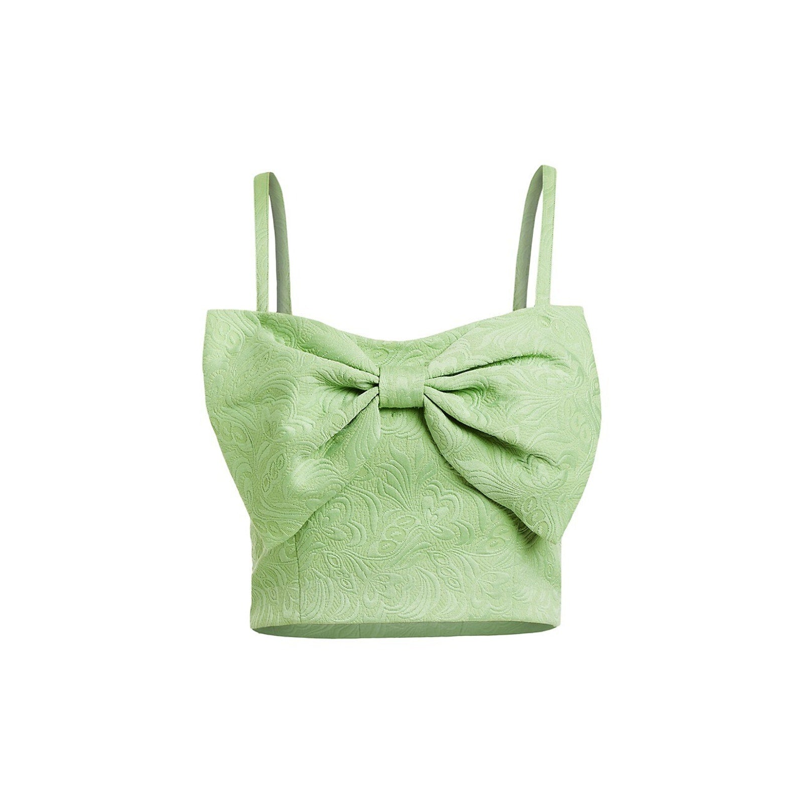 Mestiza New York 'Corazon' Green Bow Jacquard Sleeveless Crop Top Size 4