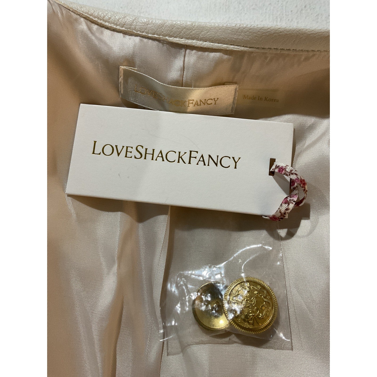 Loveshackfancy 'Xander' White Leather Cropped Leather Jacket Size 4 - NWT