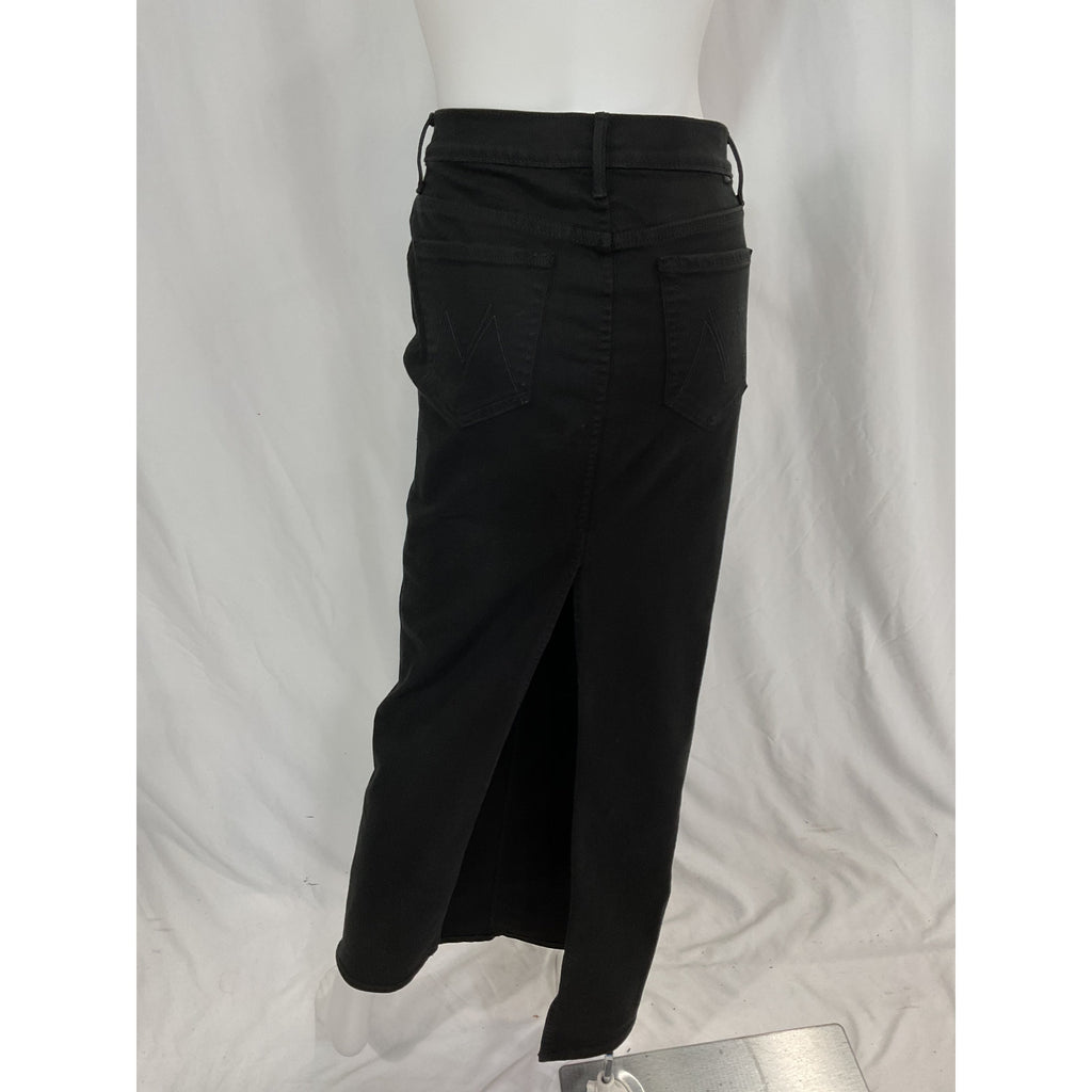 Mother 'The Flagpole' Black Denim Midi Skirt Size 26