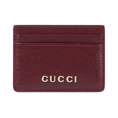 Gucci Script Burgundy Leather Card Holder