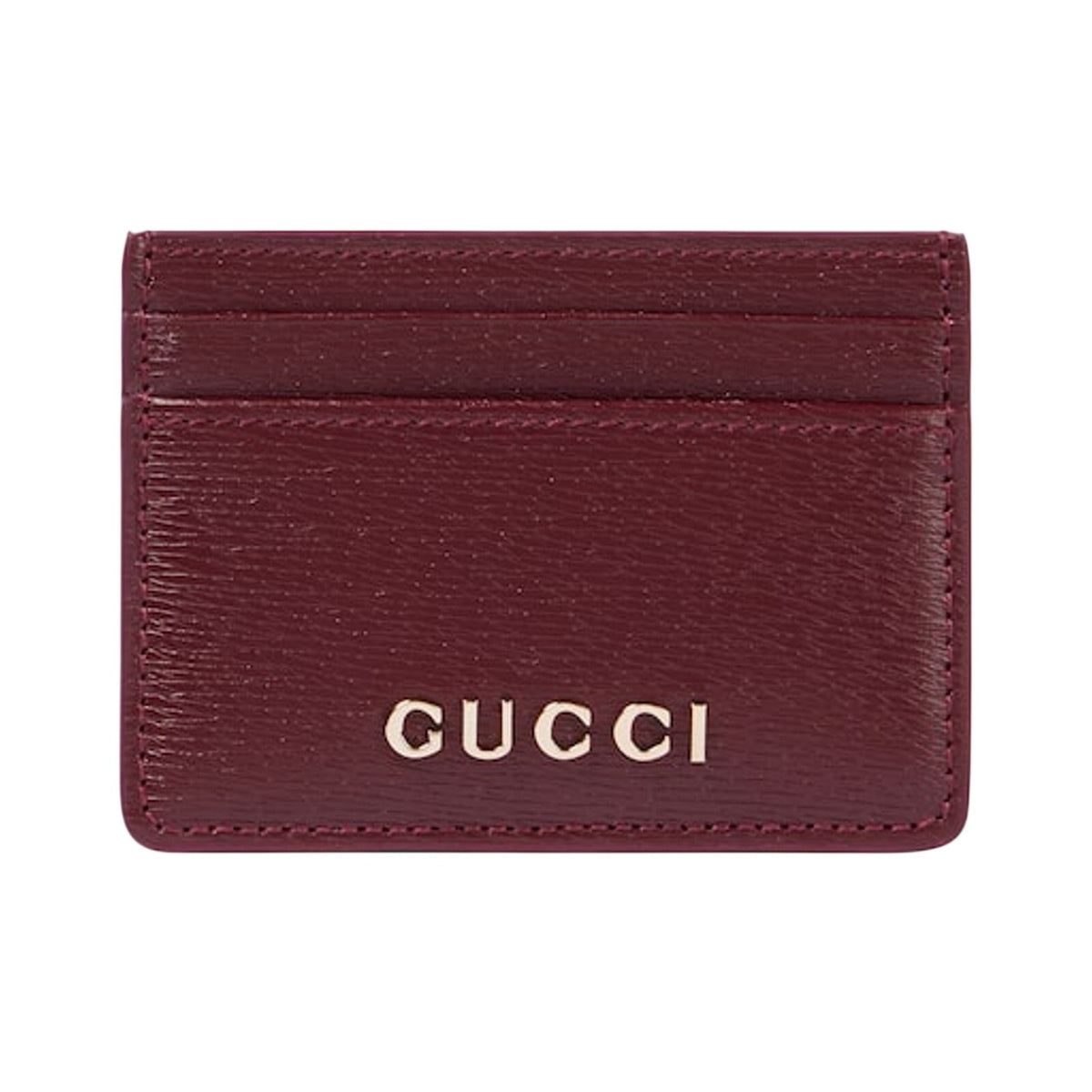 Gucci Script Burgundy Leather Card Holder