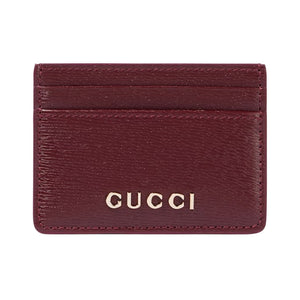 Gucci Script Burgundy Leather Card Holder