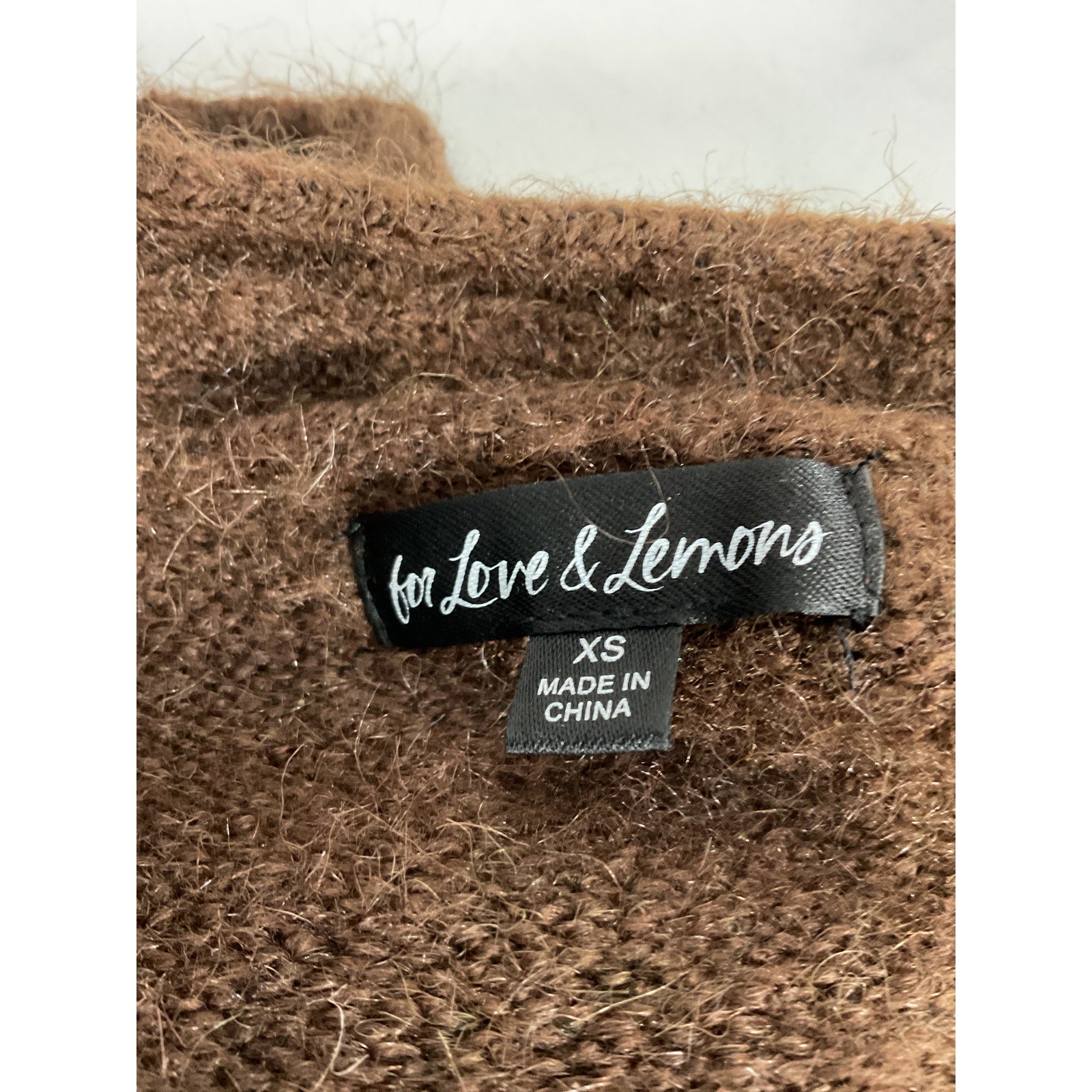 For Love & Lemons 'Amelia' Brown Crop Sweater Size XS