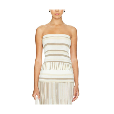 Faithfull The Brand Striped White Citara Tube Top Size L