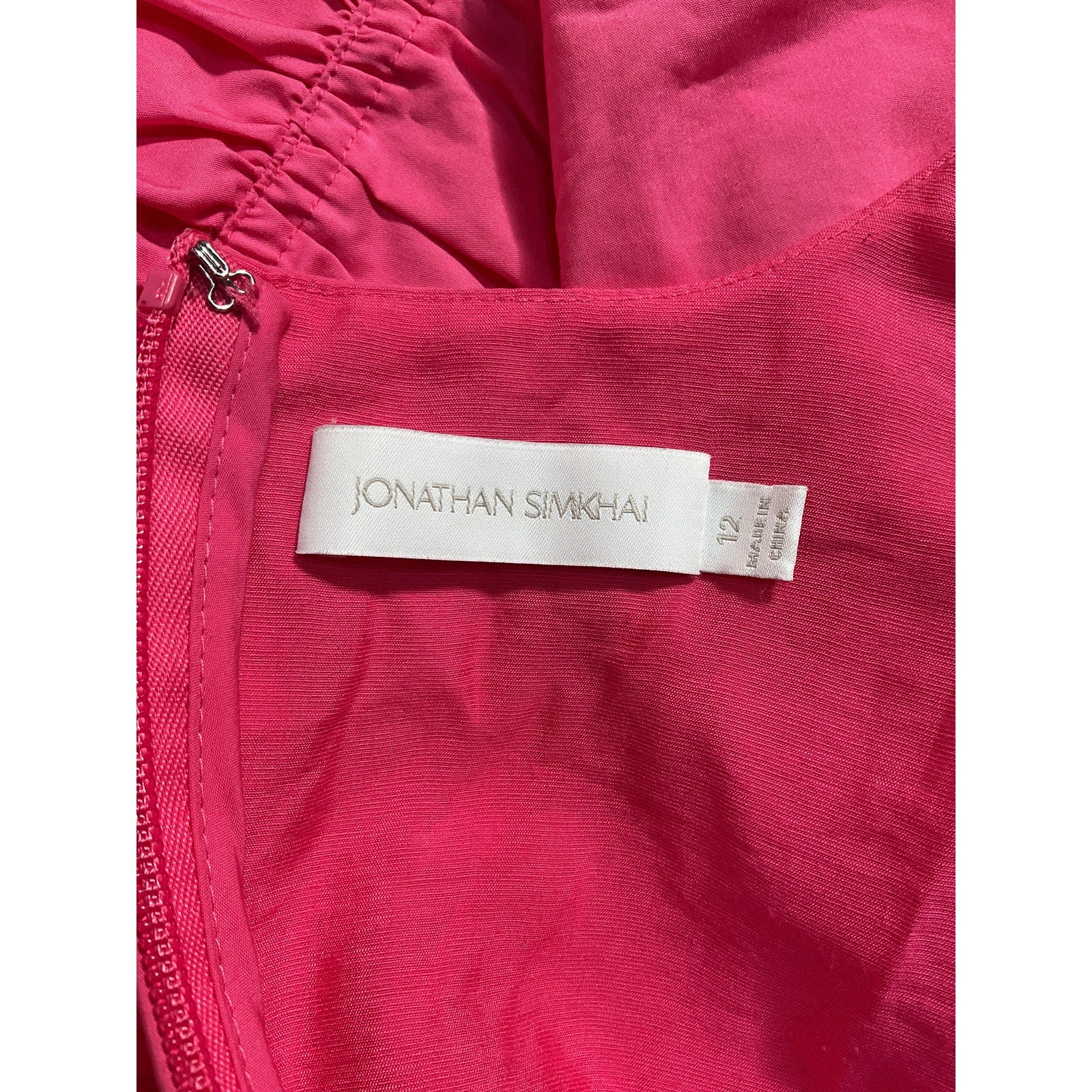 Simkhai 'Yuni' Pink Cotton Poplin Puff-Sleeve V Neck Top Size 12