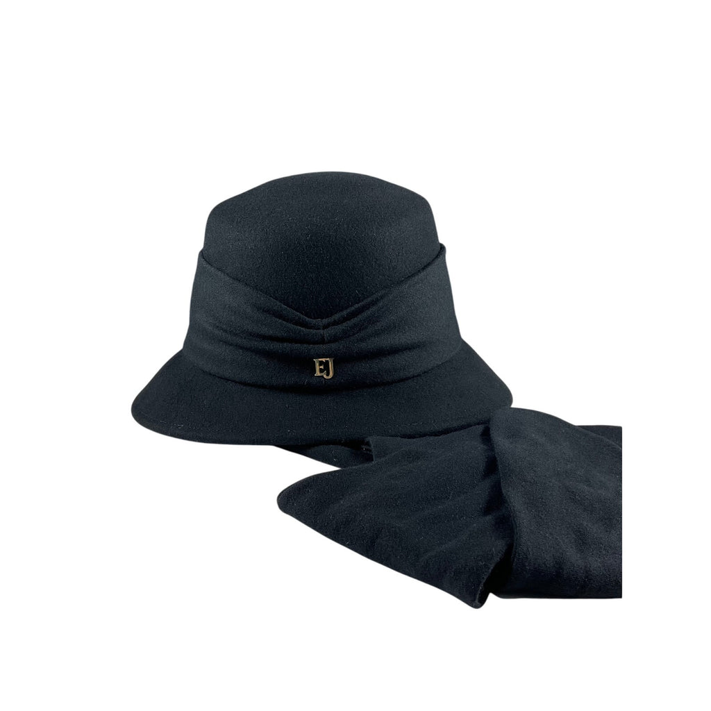 Eric Javits Scarf 'Agatha' Black Wool Hat Size OS