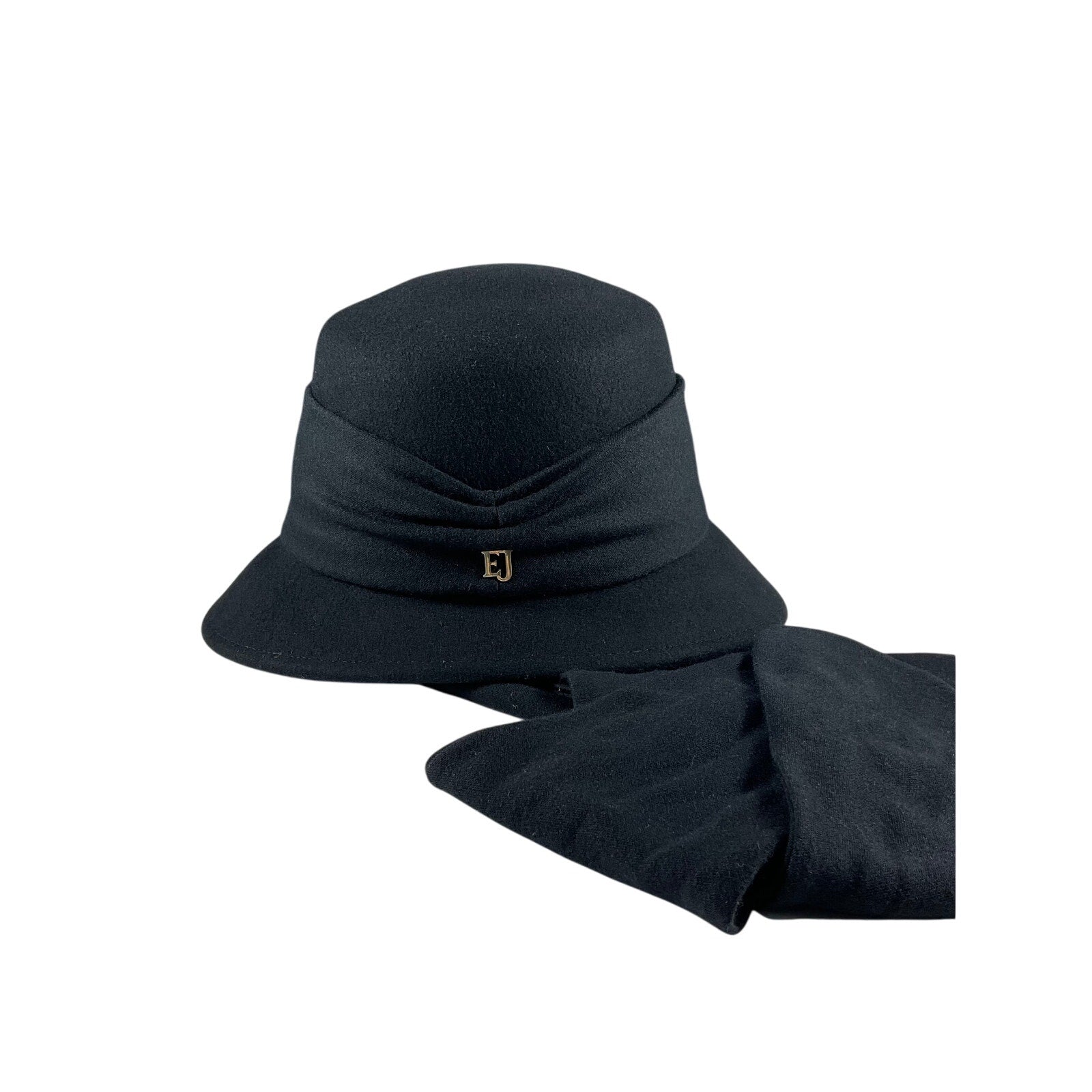 Eric Javits Scarf 'Agatha' Black Wool Hat Size OS