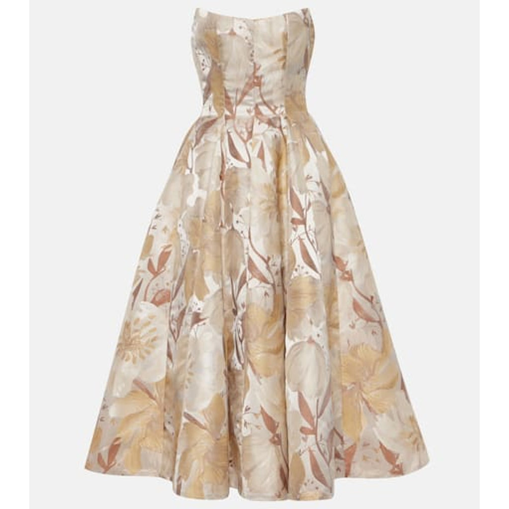 Markarian Floral Metallic White Polyester Gown Size 2 - NWT