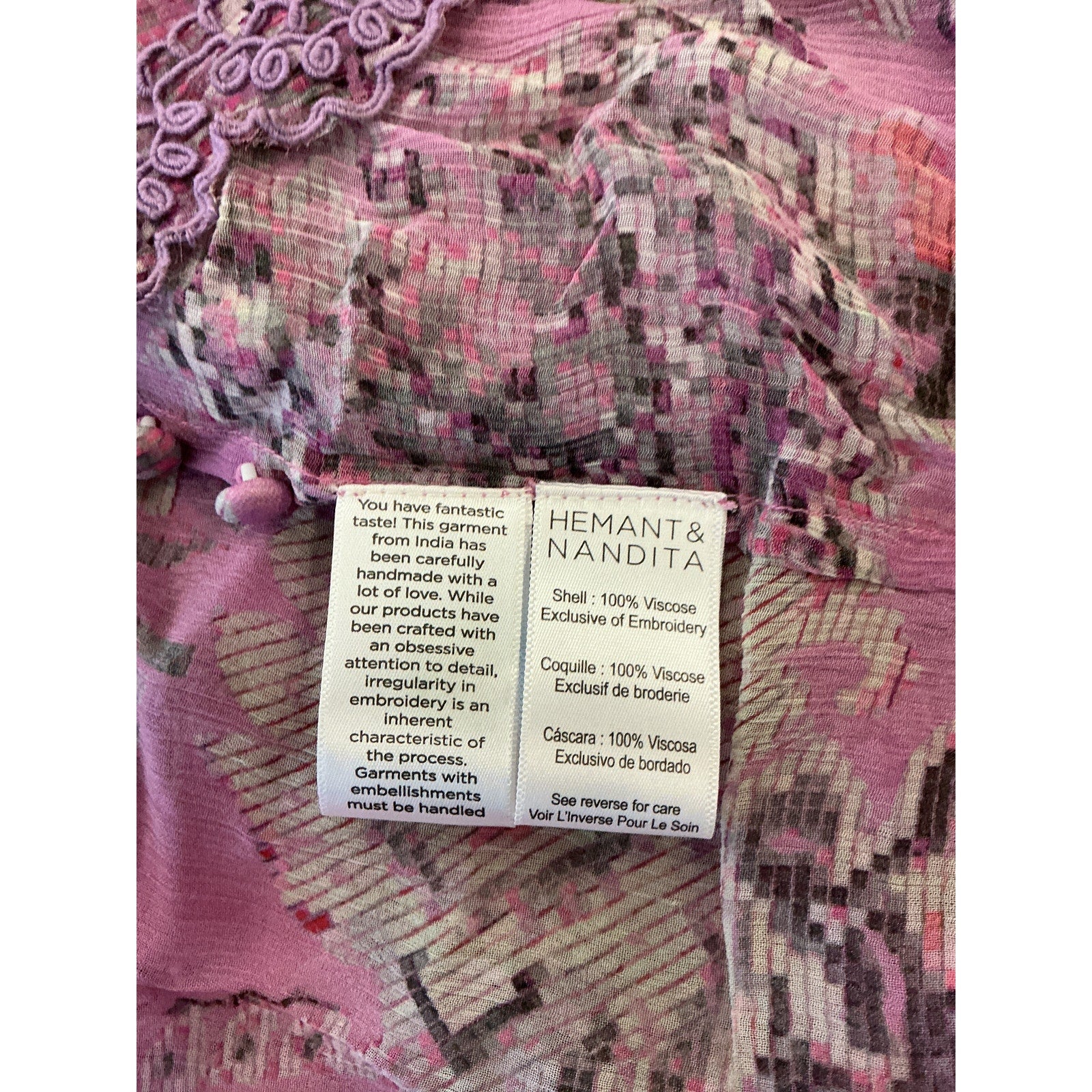 Hemant And Nandita 'Mavi' Purple Belted Kaftan Dress Size S - NWT