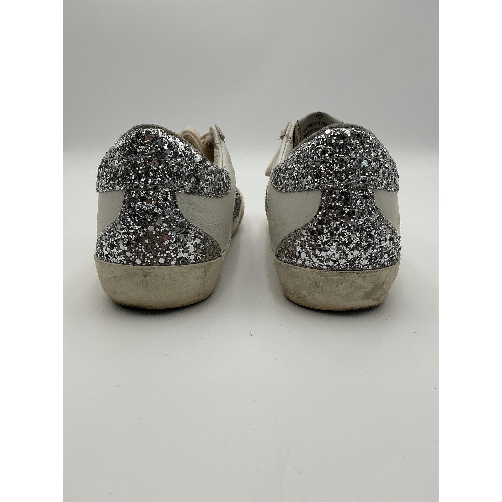 Golden Goose 'Superstar' Beige Leather Glitter Sneaker Shoe Size 8
