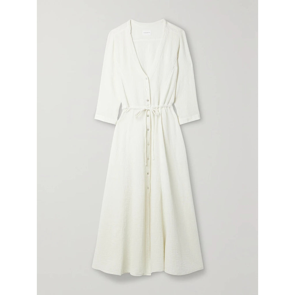 Honorine 'Georgia' White Cotton Cotton-Seersucker Midi Dress Size L