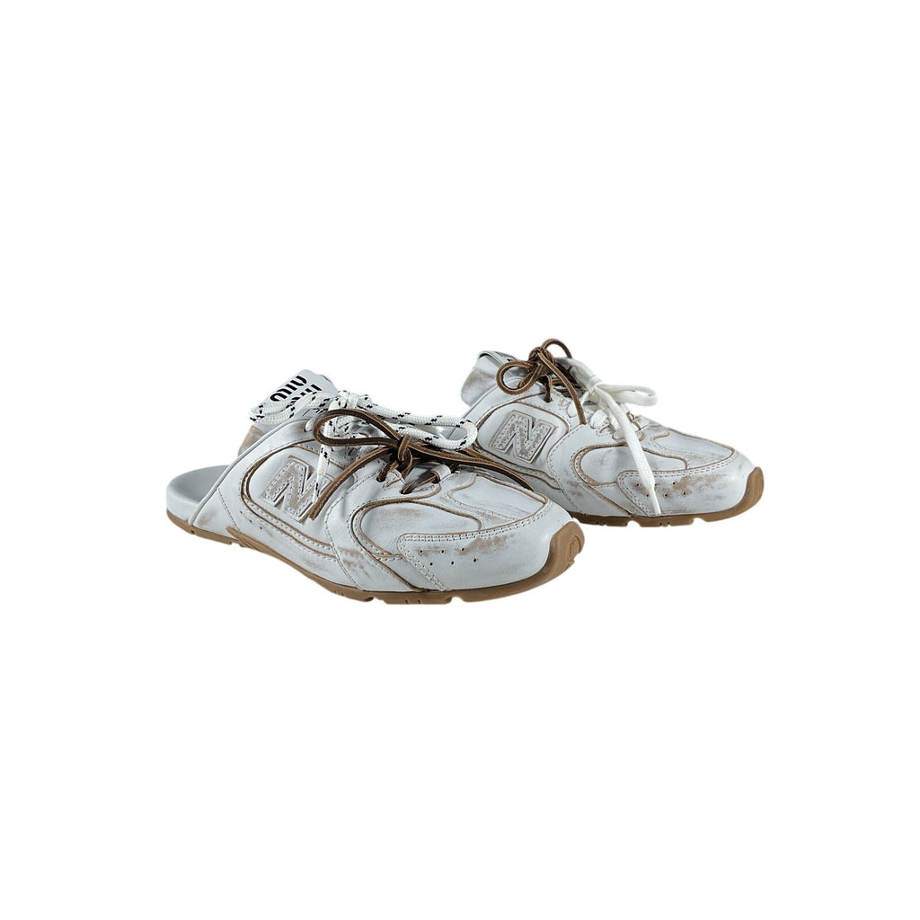 Miu Miu New Balance X Miu Miu White Leather 530 Sl Deco Mules Size 9