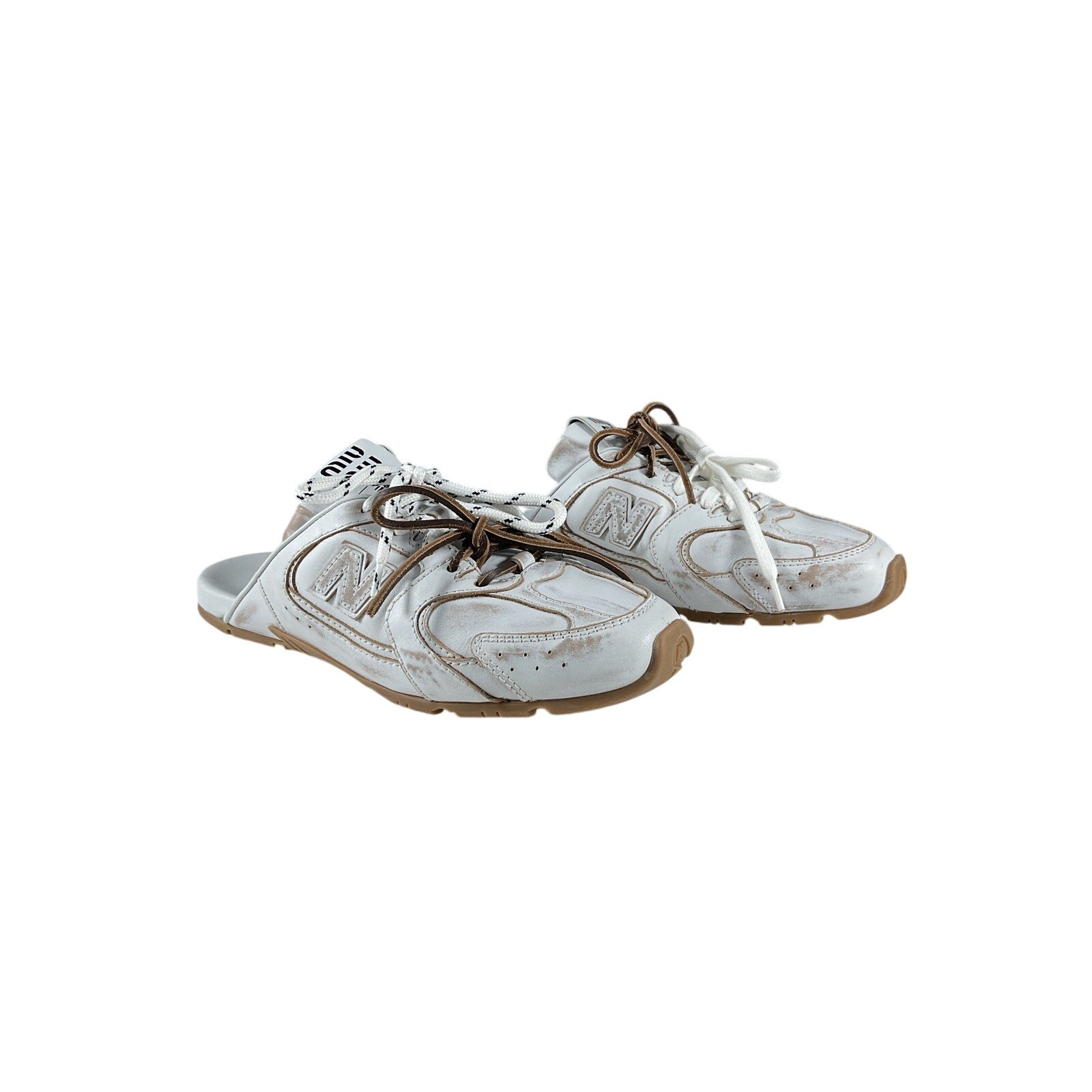 Miu Miu New Balance X Miu Miu White Leather 530 Sl Deco Mules Size 9