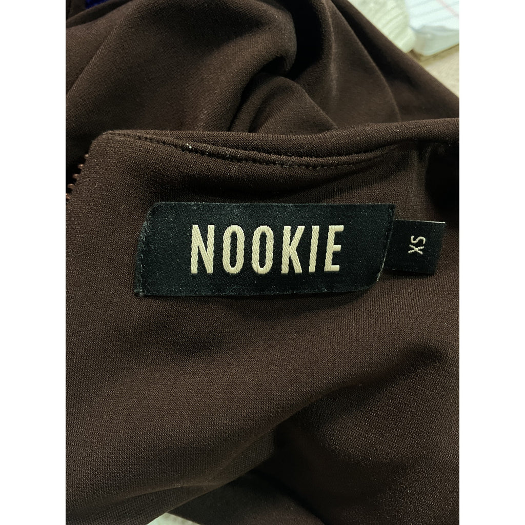 Nookie 'Aria' Brown Crepe Crop Top Size XS