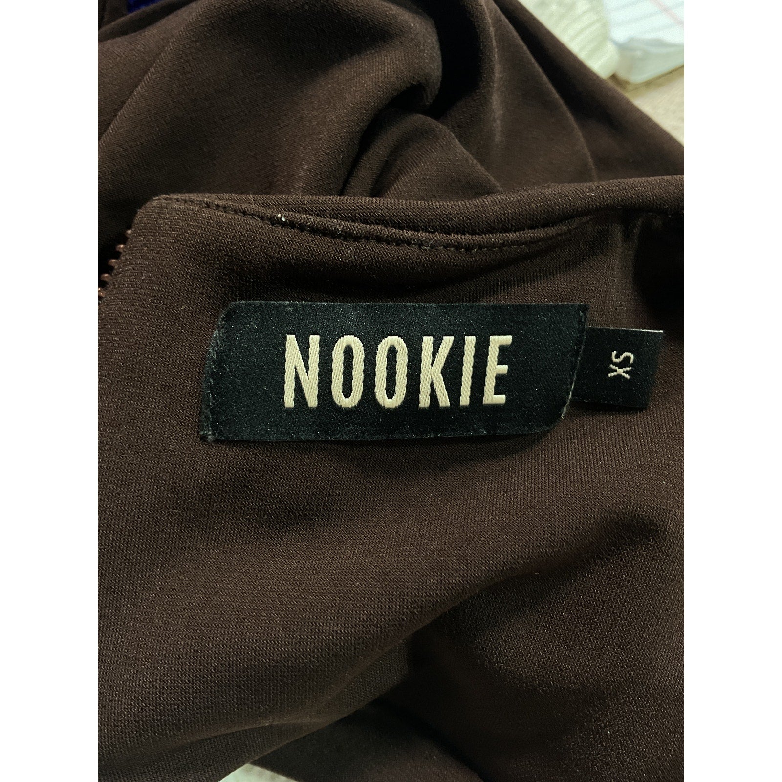 Nookie 'Aria' Brown Crepe Crop Top Size XS