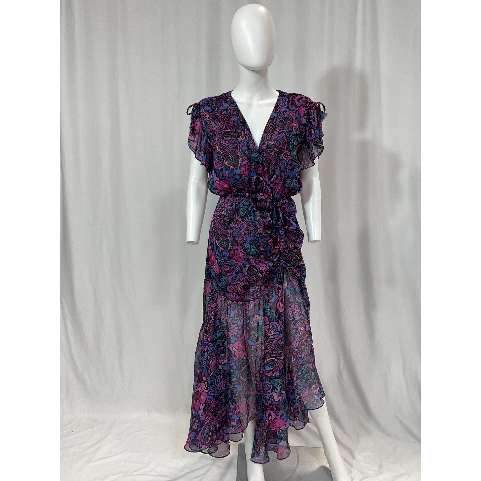 Misa Los Angeles 'Colette' Purple Asymmetrical Midi Dress Size S