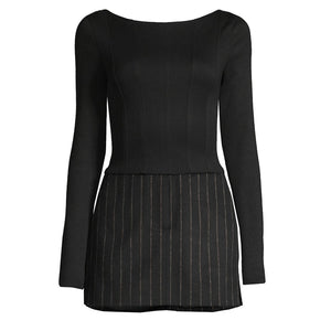 Jason Wu Tailored Black Ponte Pinstripe Minidress Size 12 NWT