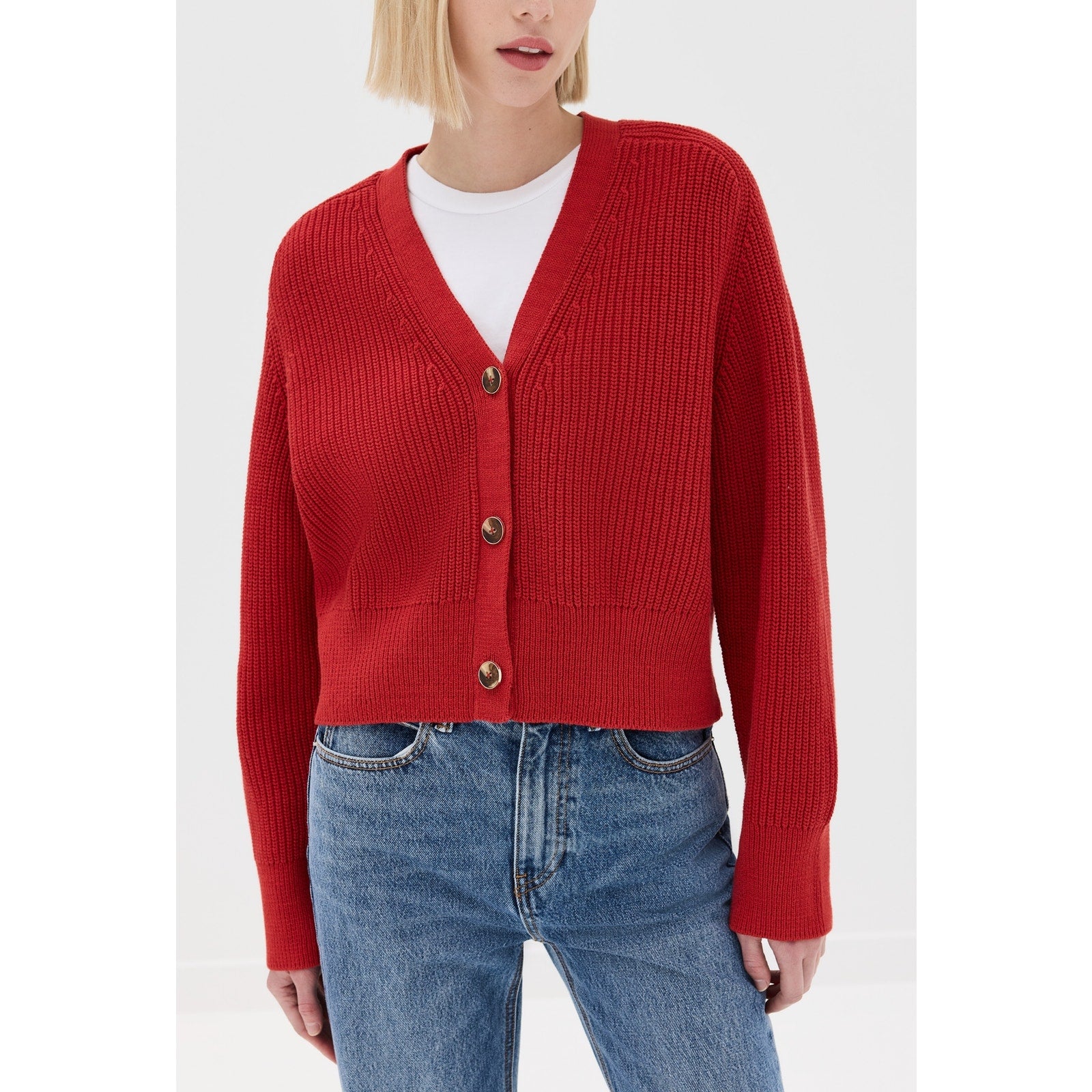 Reformation 'Jessa' Red Cotton Cardigan Size S
