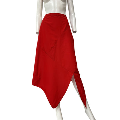 Tibi 'Italian' Red Polyester Sporty Nylon Tie Skirt Size 00 - NWT