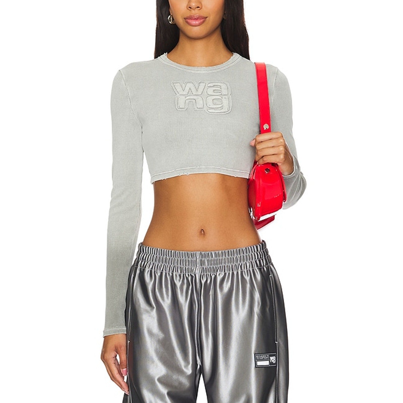 Alexander Wang 'Distressed' Grey Edge Long Sleeve Tee Size S