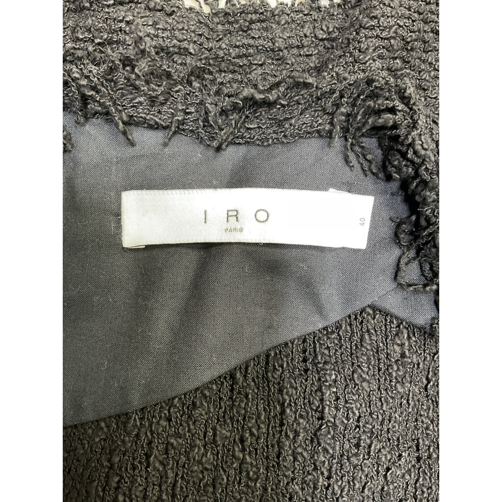 Iro 'Shavani' Black Fringed Cotton Jacket Size 40