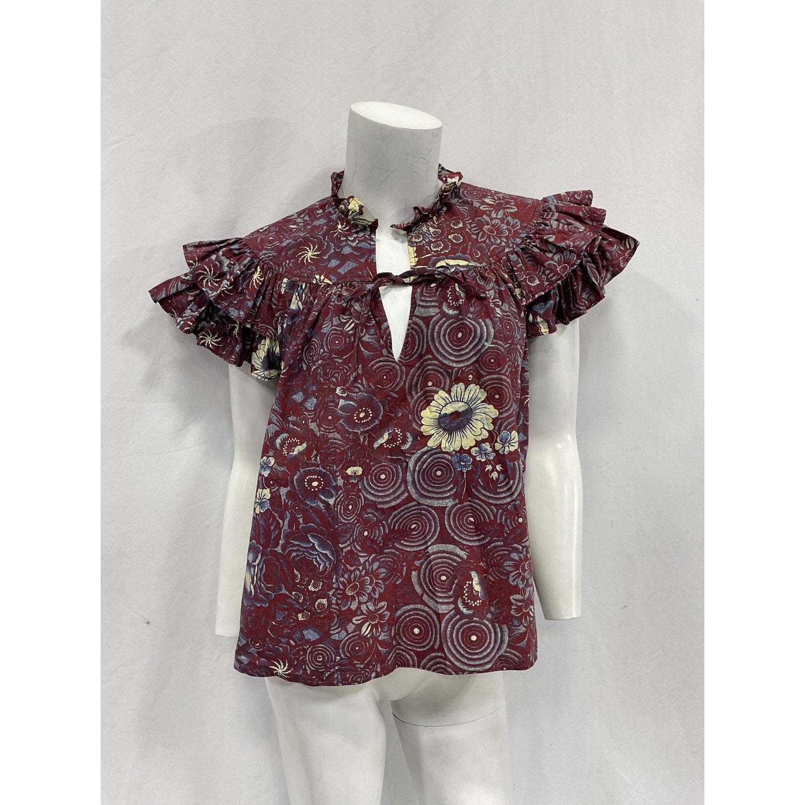 Ulla Johnson 'Letty' Red Poplin Top Size 2