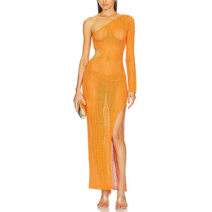 Michael Costello Sleek Orange Seana Maxi Knit Dress Size XXS