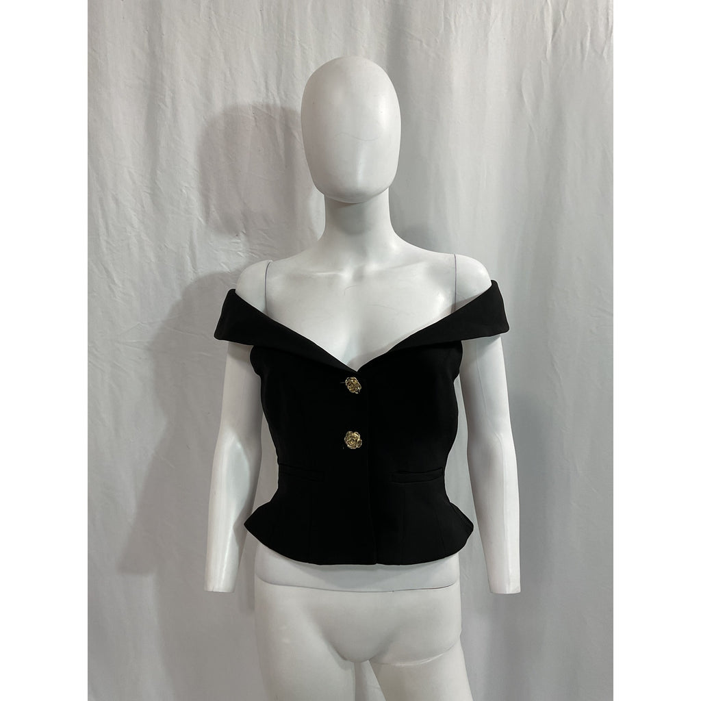 Majorelle 'Brooke' Black Crepe Top Size S