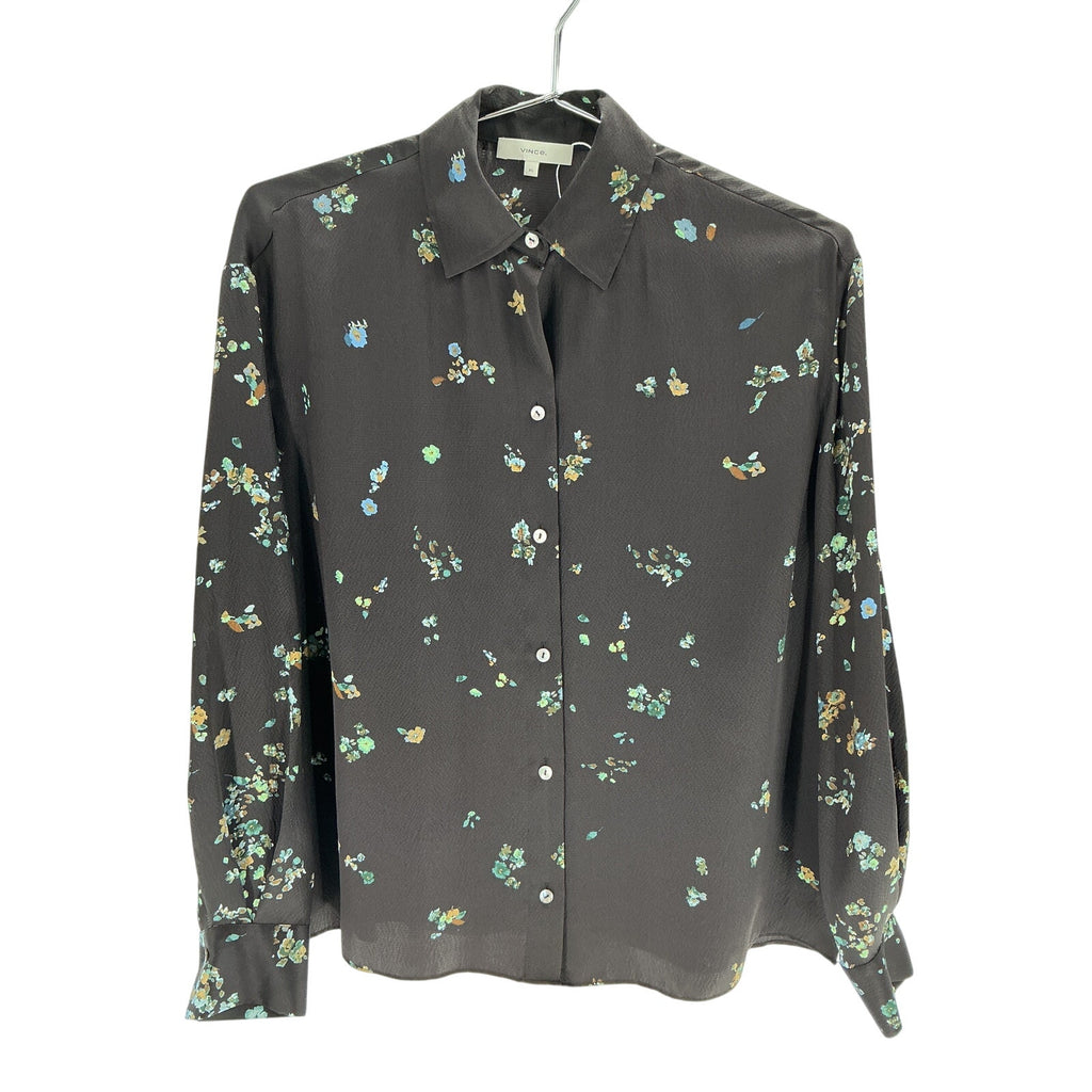 Vince Scattered Floral Black Silk Blouse Size XS - NWT